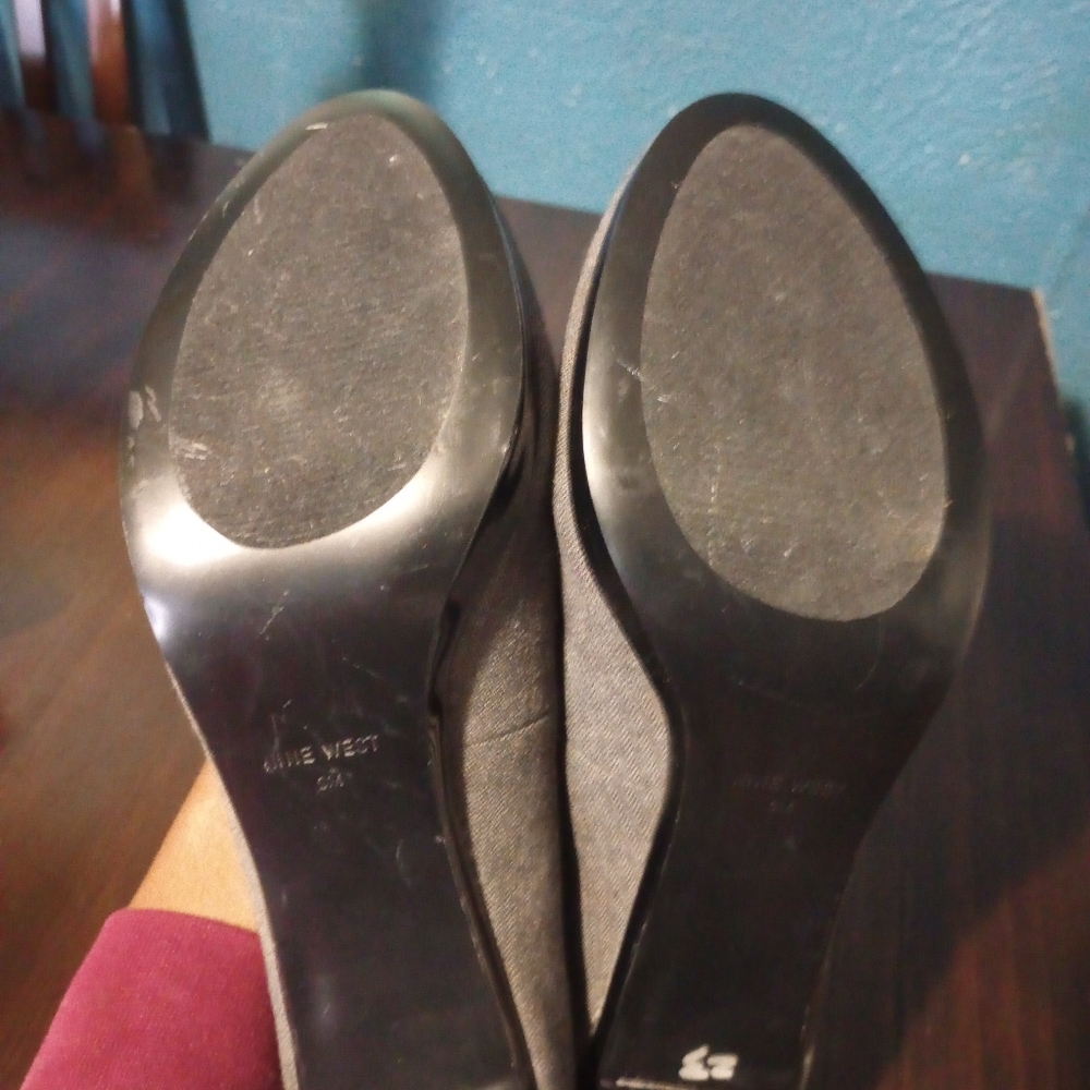 Nine West WOS 4"Heels Pumps WISE UP 2 sz 9M Gray Tweed Slip-On Classy Work Dress - Picture 5 of 14